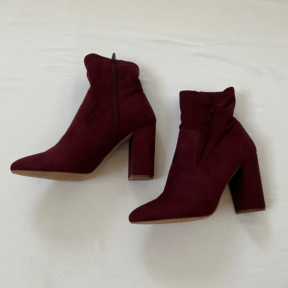 ALDO Sock Booties Ankle Boots Burgundy Size 9 - Picture 3 of 10